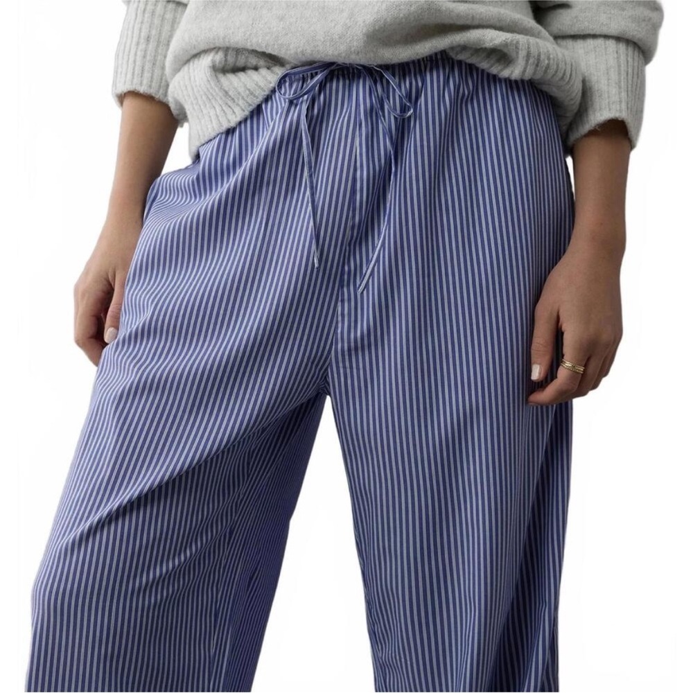 AE Striped Woven Wide-Leg PJ Pant Blue American Eagle XL - Picture 2 of 7